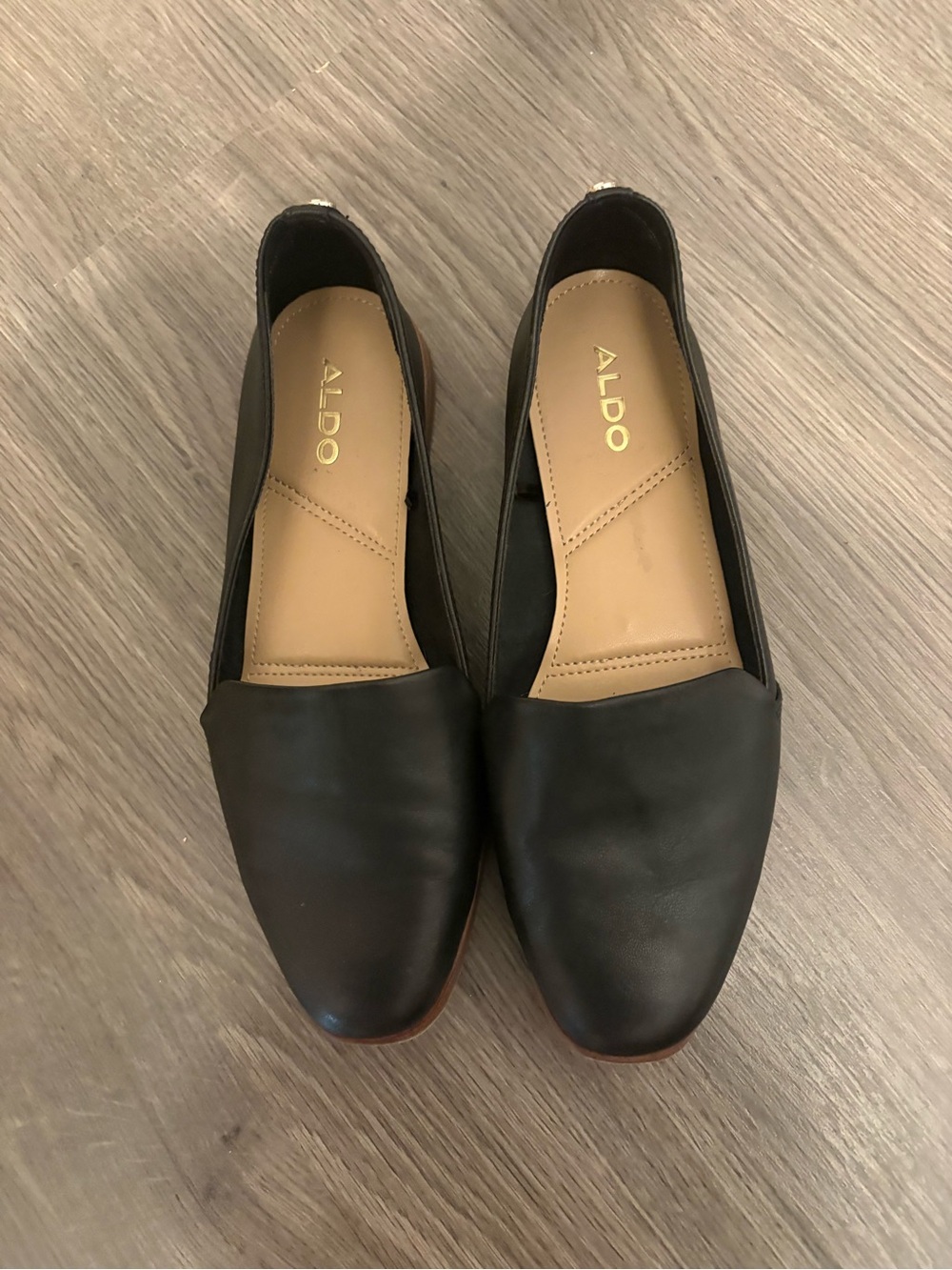 Aldo Black Leather Slip-On Loafers